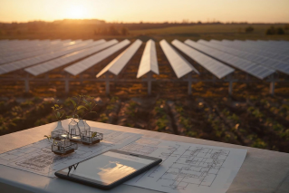Facility Agrivoltaico agrivoltaico pannelli agrivoltaici in un campo di grano
