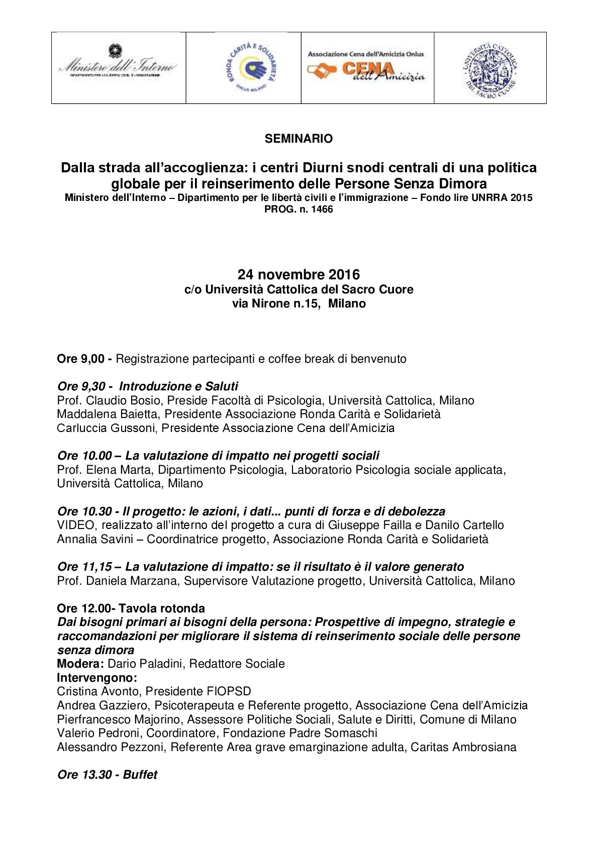 Immagine Seminario conclusivo progetto UNRRA