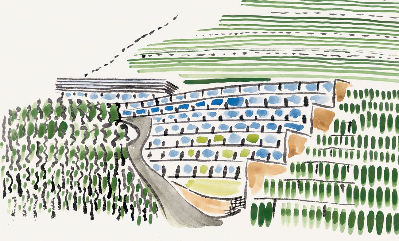 Pergola Residence Hotel, Algund, Meran (IT), 2002–04, limited edition watercolor by Matteo Thun, Lumas Art Gallery 