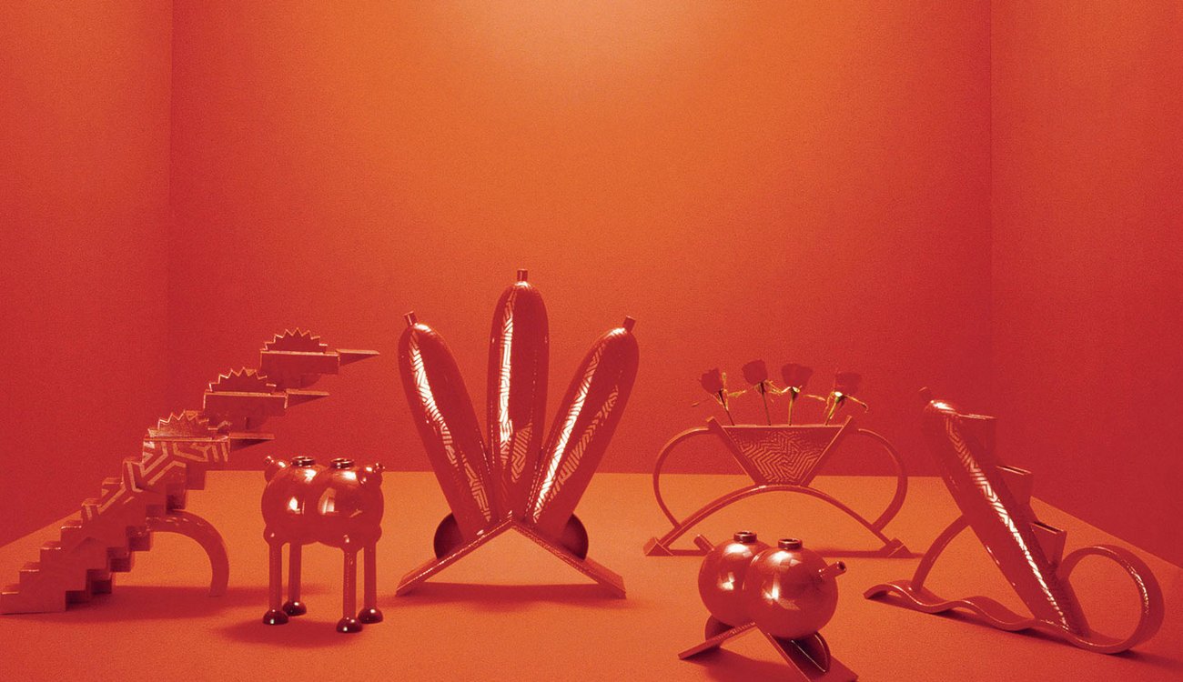 Memphis Serie Rosso Ceramics, Vasi Rari Series produced by Alessio Sarri, 1985 